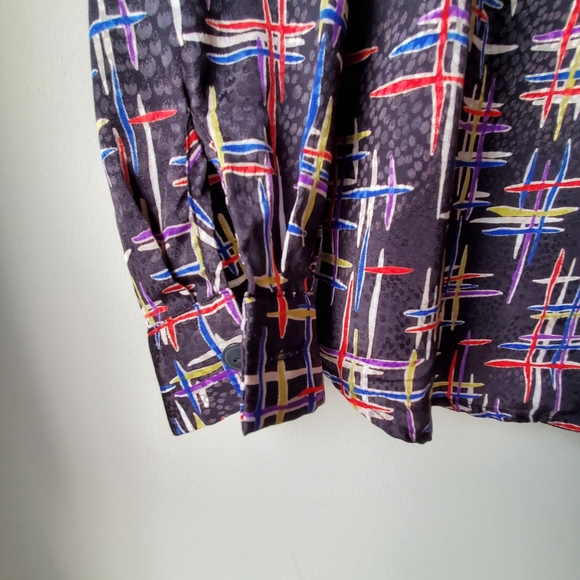 90s Vintage Satin Button Up Blouse - Picture 3 of 12